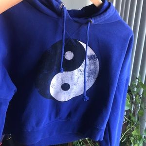 Blue Cropped Yin Yang Hoodie